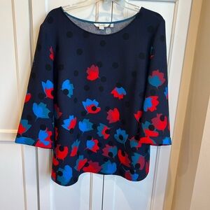 Boden Blue and Red Boxy Blouse with 3/4 Sleeves size US 16